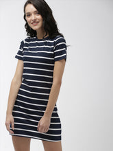 Load image into Gallery viewer, Queen ellie Women Navy Blue & White Sheath Dress