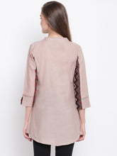 Load image into Gallery viewer, Queen ellie Women Beige Embroidered A-Line Kurti