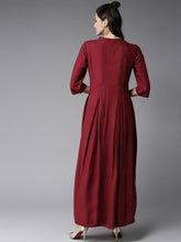Load image into Gallery viewer, Queen ellie Women Maroon Solid Maxi Dress