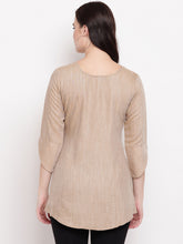 Load image into Gallery viewer, Queen ellie Women Brown Solid A-Line Kurti