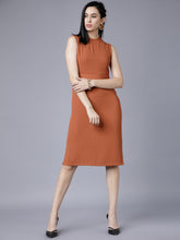 Load image into Gallery viewer, Queen ellie Women Brown Solid Sheath Dress