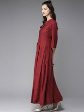 Load image into Gallery viewer, Queen ellie Women Maroon Solid Maxi Dress