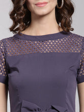 Load image into Gallery viewer, Queen ellie Women Purple Solid Fit and Flare Dress