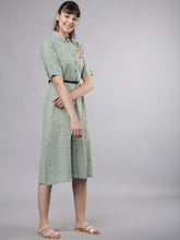 Load image into Gallery viewer, Queen ellie Women Green Checked Shirt Dress