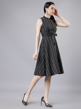 Load image into Gallery viewer, Queen ellie Women Black & White Fit and Flare Dress