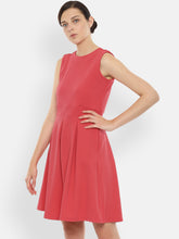 Load image into Gallery viewer, Queen ellie Women Solid Peach-Coloured Fit and Flare Dress