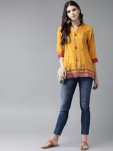 Load image into Gallery viewer, Queen Ellie Women Mustard Yellow & Pink Printed Tunic