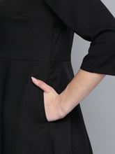 Load image into Gallery viewer, Queen ellie Women Black Solid A-Line Dress