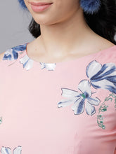 Load image into Gallery viewer, Queen ellie Women Pink & Blue Floral Print Fit and Flare Dress