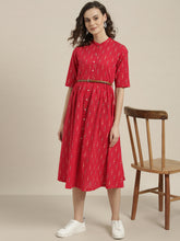 Load image into Gallery viewer, Queen ellie Women Red & White Printed A-Line Dress