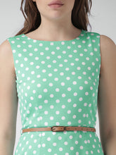 Load image into Gallery viewer, Queen ellie Mustard Yellow & Off-White Polka Dot Print Sheath Dress