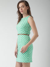 Load image into Gallery viewer, Queen ellie Mustard Yellow & Off-White Polka Dot Print Sheath Dress