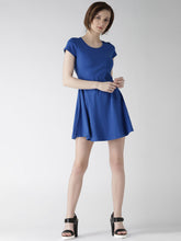 Load image into Gallery viewer, Queen ellie Women Blue Solid Fit & Flare Dress