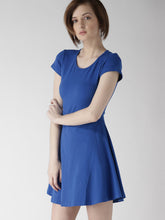 Load image into Gallery viewer, Queen ellie Women Blue Solid Fit & Flare Dress