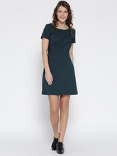 Load image into Gallery viewer, Queen ellie Women Navy Blue Solid A-Line Dress
