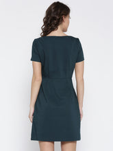 Load image into Gallery viewer, Queen ellie Women Navy Blue Solid A-Line Dress