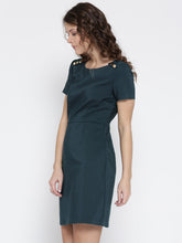 Load image into Gallery viewer, Queen ellie Women Navy Blue Solid A-Line Dress