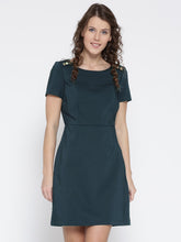 Load image into Gallery viewer, Queen ellie Women Navy Blue Solid A-Line Dress
