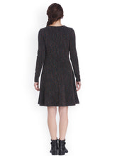 Load image into Gallery viewer, Queen ellie Women Black Self Design Fit and Flare Dress