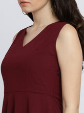 Load image into Gallery viewer, Queen ellie Women Red Solid Fit and Flare Dress