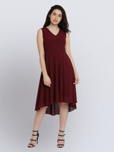 Load image into Gallery viewer, Queen ellie Women Red Solid Fit and Flare Dress