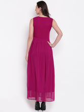 Load image into Gallery viewer, Queen ellie Women Magenta Solid Maxi Dress
