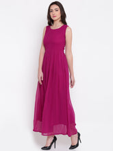 Load image into Gallery viewer, Queen ellie Women Magenta Solid Maxi Dress