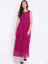 Load image into Gallery viewer, Queen ellie Women Magenta Solid Maxi Dress