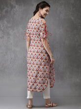 Load image into Gallery viewer, Queen Ellie Women White & Red Printed Straight Kurta
