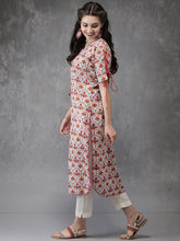 Load image into Gallery viewer, Queen Ellie Women White & Red Printed Straight Kurta