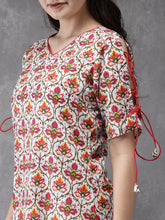 Load image into Gallery viewer, Queen Ellie Women White & Red Printed Straight Kurta