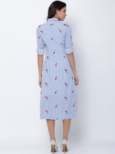 Load image into Gallery viewer, Queen ellie Women Blue Printed Shirt Dress