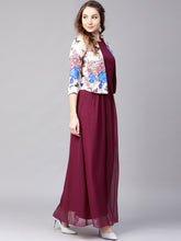 Load image into Gallery viewer, Queen ellie Women Burgundy Solid Maxi Dress