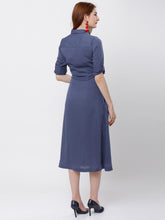Load image into Gallery viewer, Queen ellie Women Blue Solid Shirt Dress
