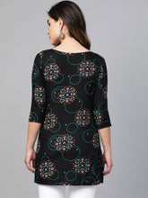 Load image into Gallery viewer, Queen ellie Women Black & Blue Printed Straight Kurti