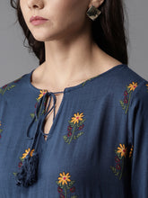 Load image into Gallery viewer, Queen ellie Women Navy Blue Printed Maxi Dress