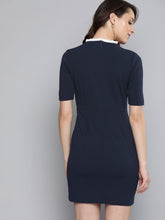 Load image into Gallery viewer, Queen ellie Women Navy Blue Solid Sheath Dress