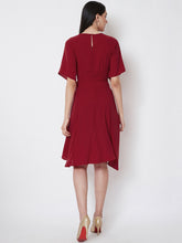 Load image into Gallery viewer, Queen ellie Women Maroon Solid Fit and Flare Dress