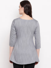 Load image into Gallery viewer, Queen ellie Women Grey & Black Embroidered A-Line Kurti