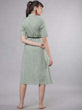 Load image into Gallery viewer, Queen ellie Women Green Checked Shirt Dress