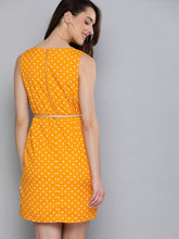 Load image into Gallery viewer, Queen ellie Mustard Yellow & Off-White Polka Dot Print Sheath Dress