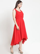 Load image into Gallery viewer, Queen ellie Women Solid Red Fit and Flare Dress