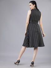 Load image into Gallery viewer, Queen ellie Women Black & White Fit and Flare Dress