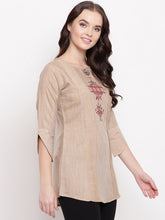 Load image into Gallery viewer, Queen ellie Women Brown Solid A-Line Kurti