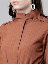 Load image into Gallery viewer, Queen ellie Women Brown Solid Shirt Dress