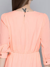 Load image into Gallery viewer, Queen ellie Women Embroidered Peach-Coloured Fit and Flare Dress