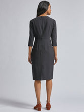 Load image into Gallery viewer, Queen ellie Women Charcoal Grey Solid Sheath Dress