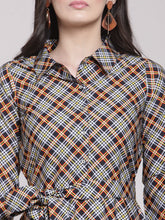 Load image into Gallery viewer, Queen ellie Women Multicoloured Checked Shirt Dress
