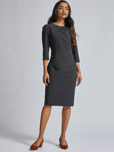 Load image into Gallery viewer, Queen ellie Women Charcoal Grey Solid Sheath Dress