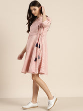 Load image into Gallery viewer, Queen ellie Women Pink & White Striped Wrap Dress